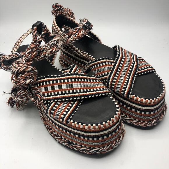 Free People x Amambaih Beatriz High Platform Wrap Sandals Cognac US 8/EU 38 NEW - Picture 4 of 9